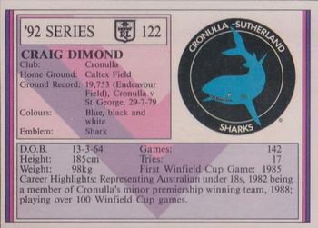 1992 Regina NSW Rugby League #122 Craig Dimond Back